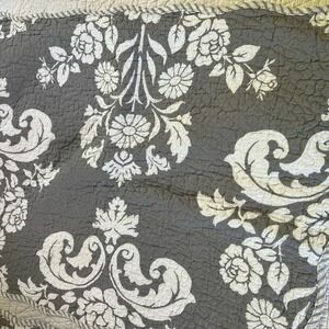 Home Classics Sarah Gray Pillow Shams Gray White Damask Quilted 26x 20" Standard